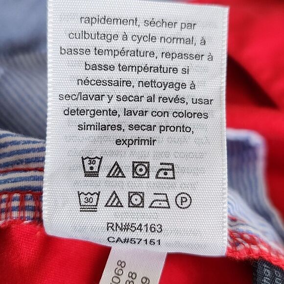 Tommy Hilfiger Red Cotton Shorts, Zip Clasp & Button, 5" Inseam, 14 - Picture 6 of 8